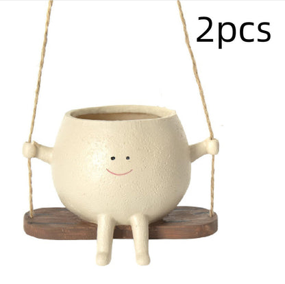 Hanging Swing Face Planter Pot