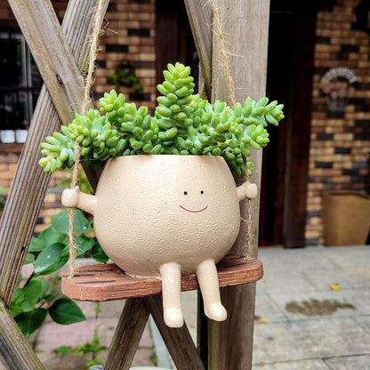 Hanging Swing Face Planter Pot