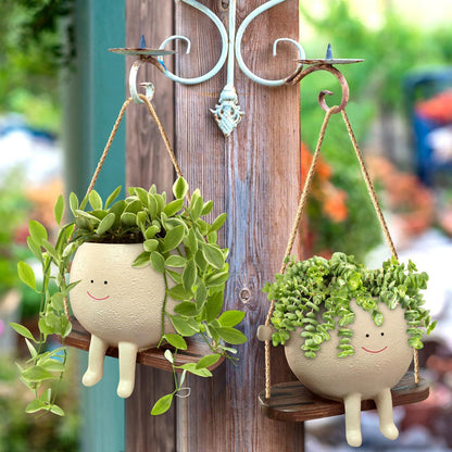 Hanging Swing Face Planter Pot